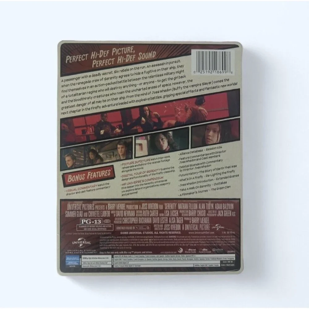 Serenity (2013, 2-Disc Set,Steelbook) Authentic US Release - Picture 3 of 3